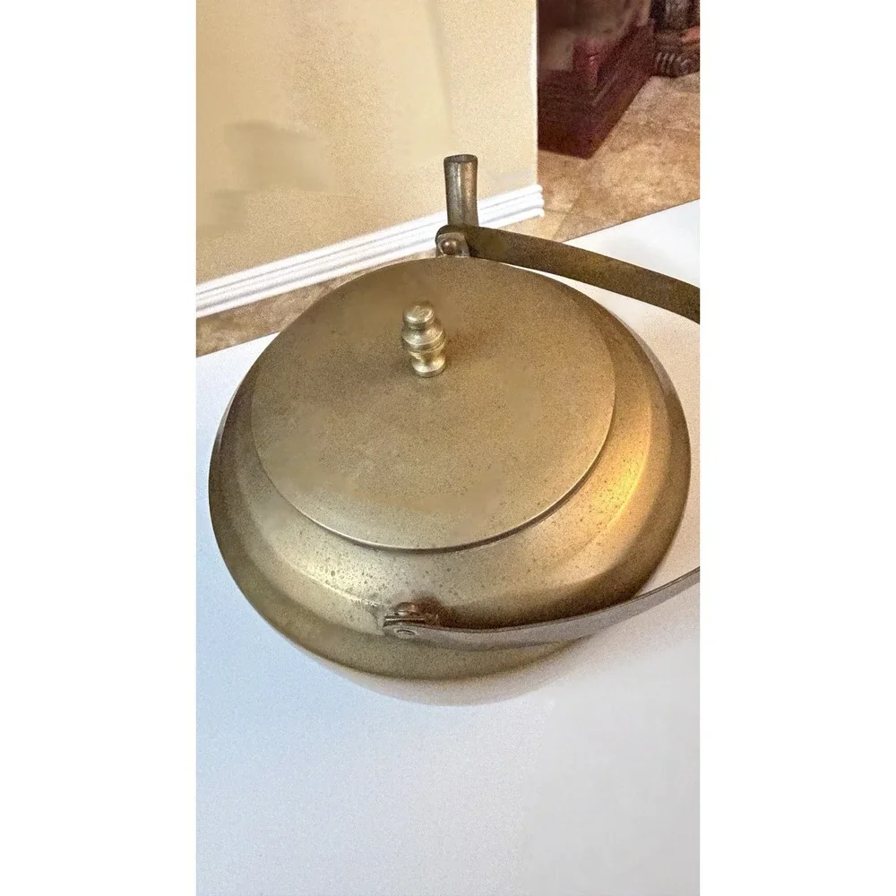 Vintage Brass Tea Kettle Teapot Bail Handle Lid Decorative‎ Rustic MCM